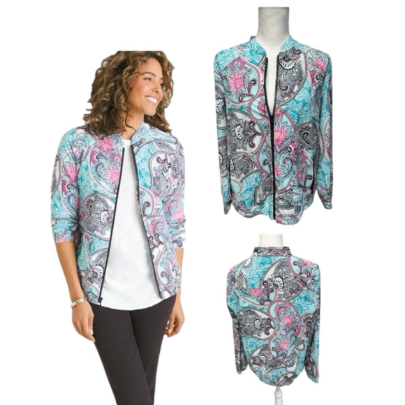 Chico's Jackets & Blazers - Chico’s UPF Neema Paisley Jacket Size 8/10 (M)